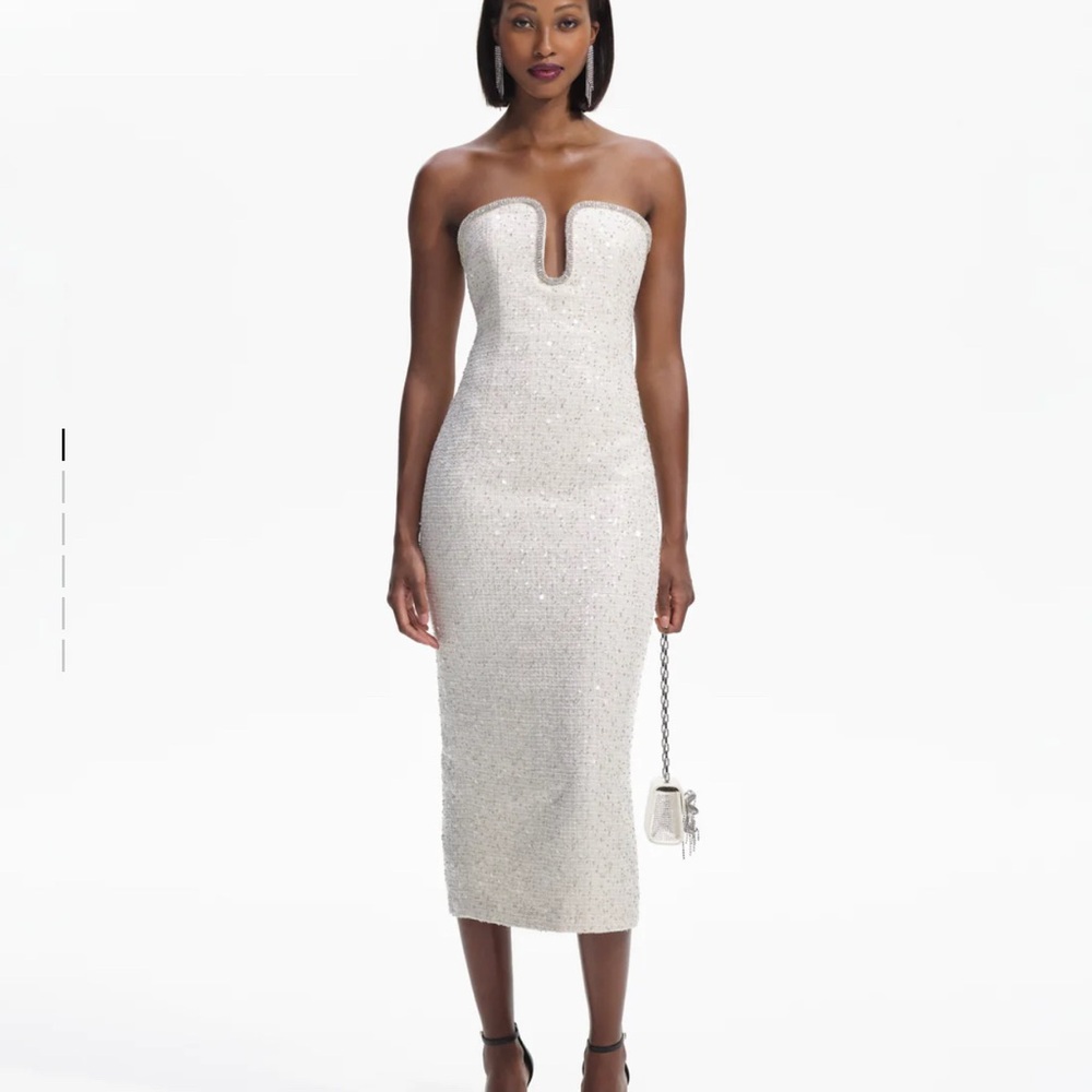 Self-Portrait Silver Strapless Dress